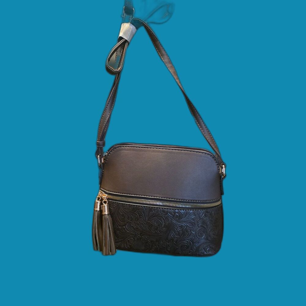 Stylish Floral Shoulder Bag with Tassel Charm